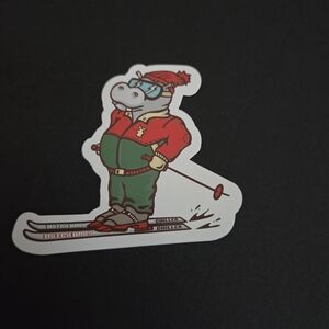 Dutch Bros Hippo On Skis Sticker